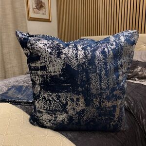 Elegant Blue and Silver pillow Cover 24 X 24